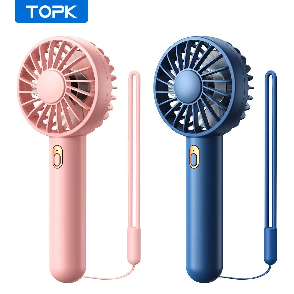 1800mAh Rechargeable Mini Portable Fan - USB Personal Handheld Electric Fan with 3 Speeds for Room, Camping, and Indoor Use