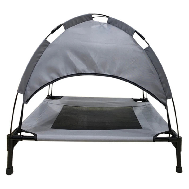 Portable Raised Pet Bed with Sun Canopy for Outdoor Camping