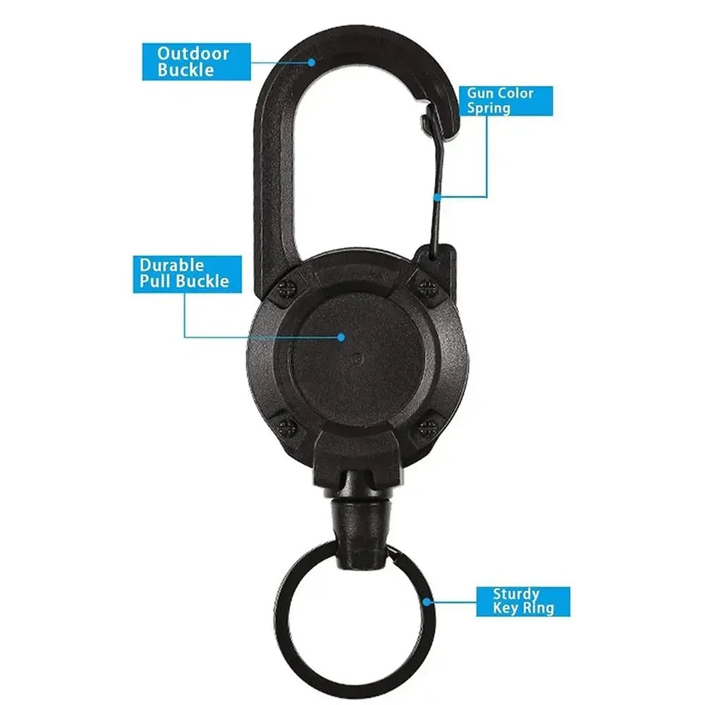 Outdoor Automatic Heavy Duty Retractable Wire Rope Keychain