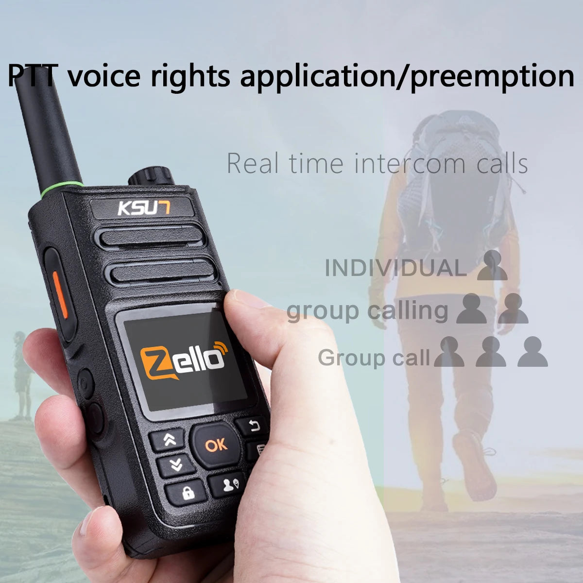 Walkie Talkie KSW-ZL18 with 4G SIM Card and WiFi Network, Long Range 100 Miles, GPS Professional Walkie Talkie