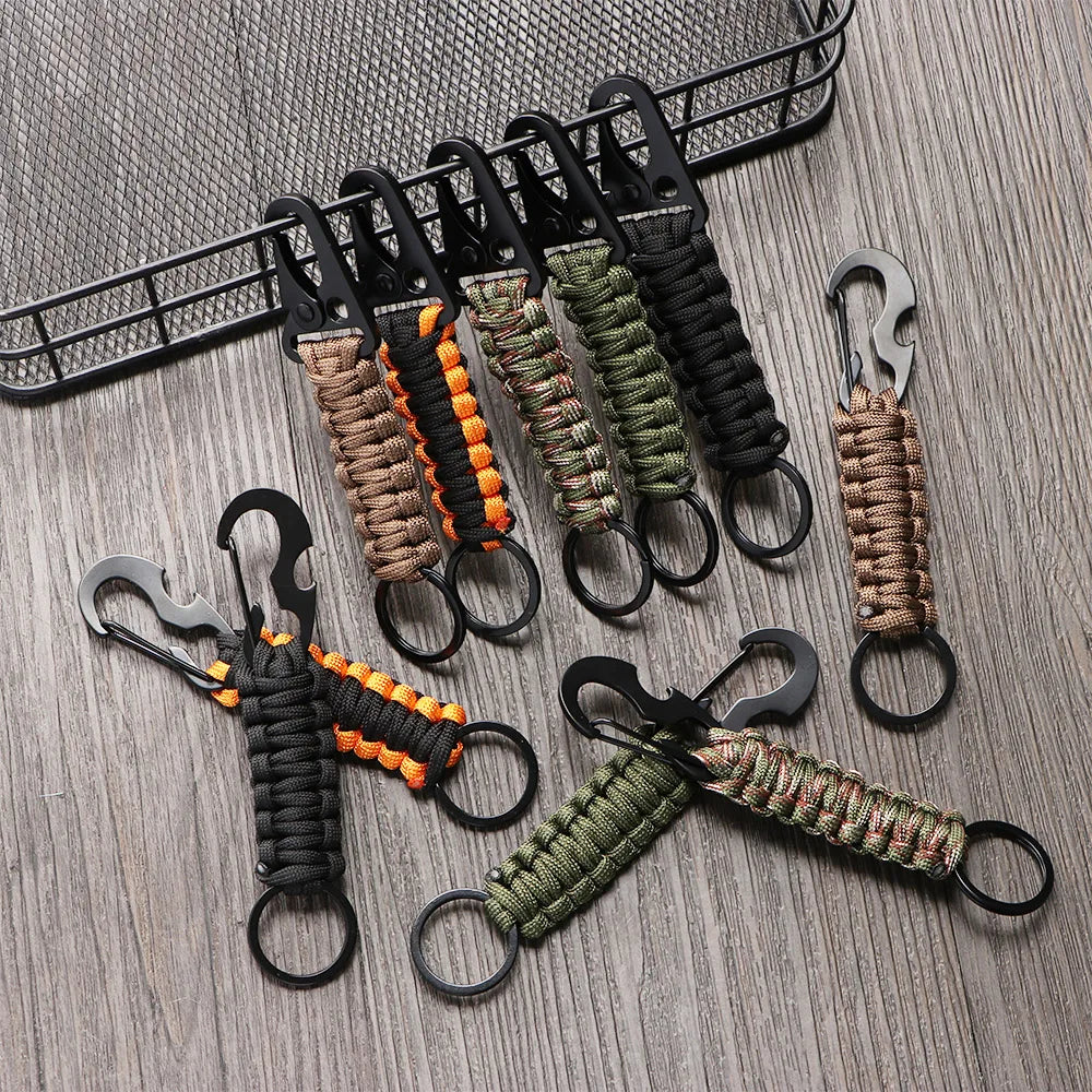 Outdoor Keychain Ring - Multi-Functional Camping Carabiner with Paracord Rope