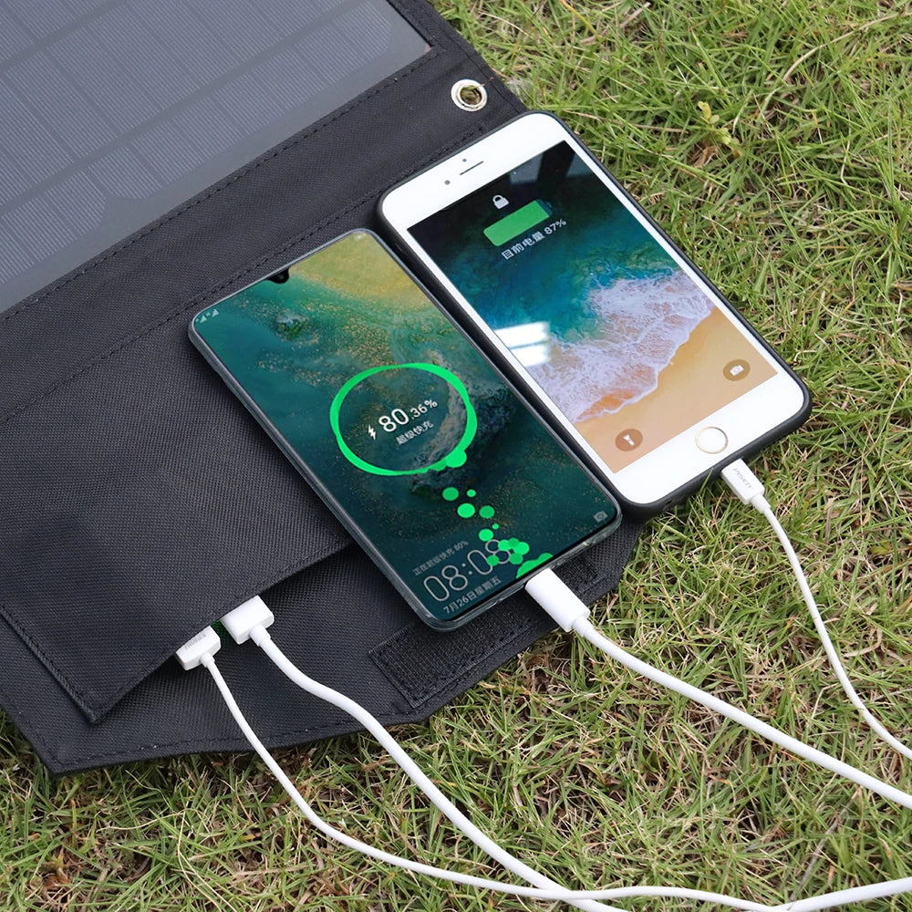 40W Foldable Solar Panel 5V USB Portable Solar Mobile Phone Charger Power Bank for Camping Hiking Backpack Outdoor