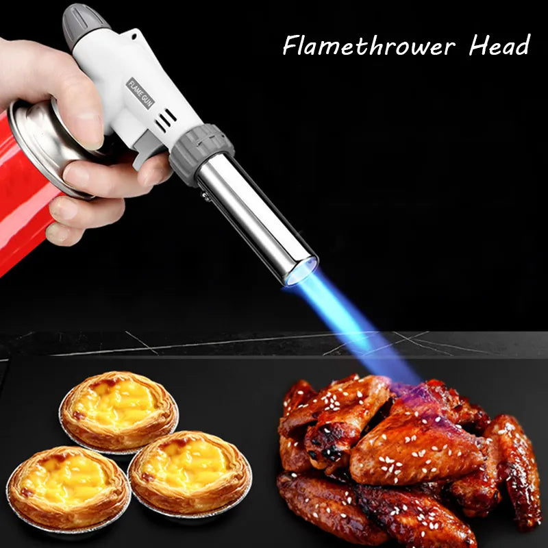 Auto-Ignition Butane Gas Torch Cooking Welding Burner - Flame Gun Blowtorch for BBQ, Camping, and Cooking