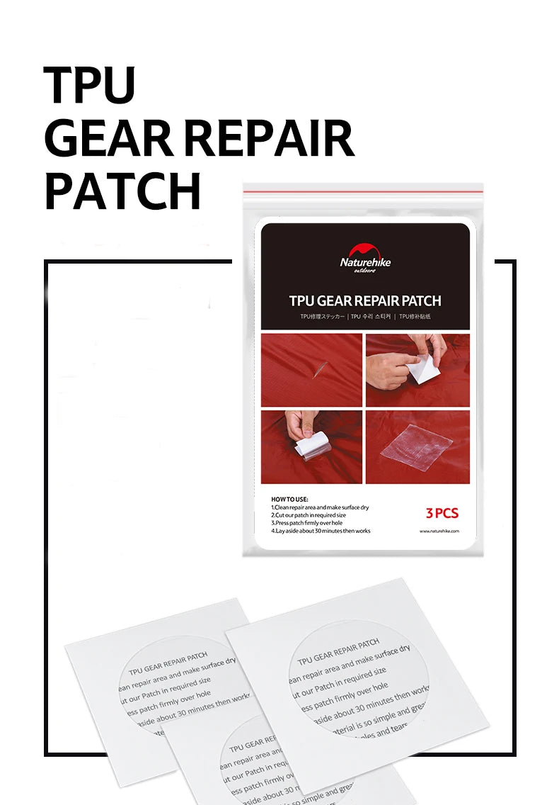 TPU Gear Repair Patch 3pcs/lot - Waterproof Patch for Tent, Sleeping Bag, Mats - Essential Camping Accessories