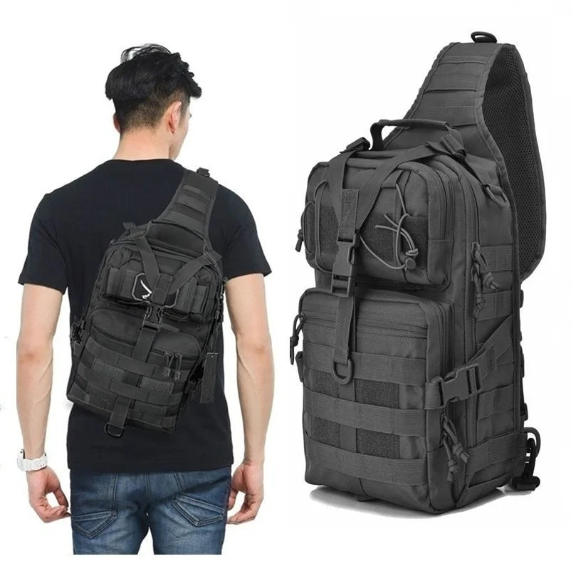 Military Tactical Assault Pack Crossbody Sling Bag - Waterproof Rucksack for Outdoor Hiking and Camping