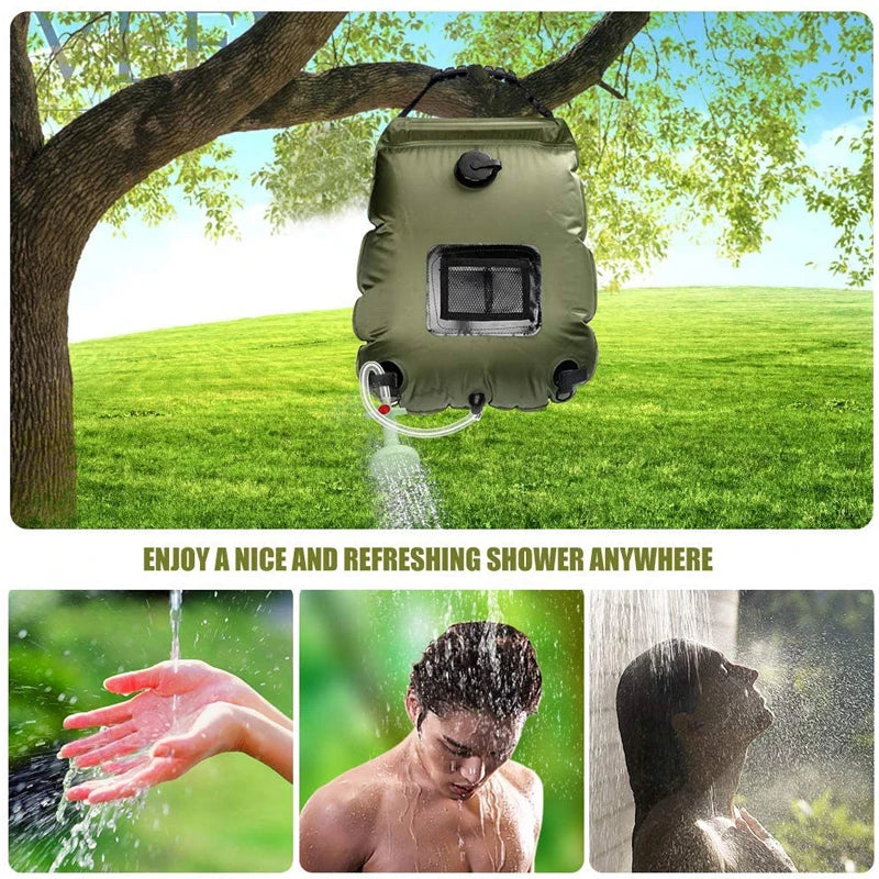 20L Outdoor Camping Shower Bag - Solar Heating Portable Folding Bath Equipment