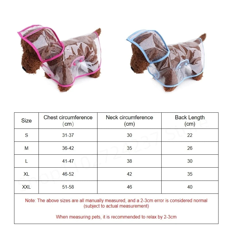 Pet Dog Transparent Raincoat - Waterproof Hooded Jacket for Small Dogs