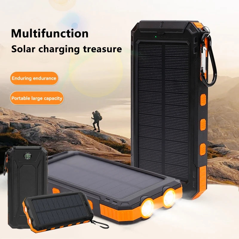 200000mAh Solar Power Bank - Outdoor Backup Power with Rapid Charging, Compass, and LED Features