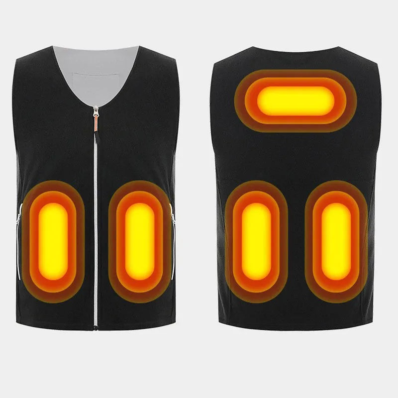 Smart Heating Cardigan Vest Jacket | USB Rechargeable Fleece Waistcoat for Men & Women, Ideal for Skiing, Hiking, and Hunting