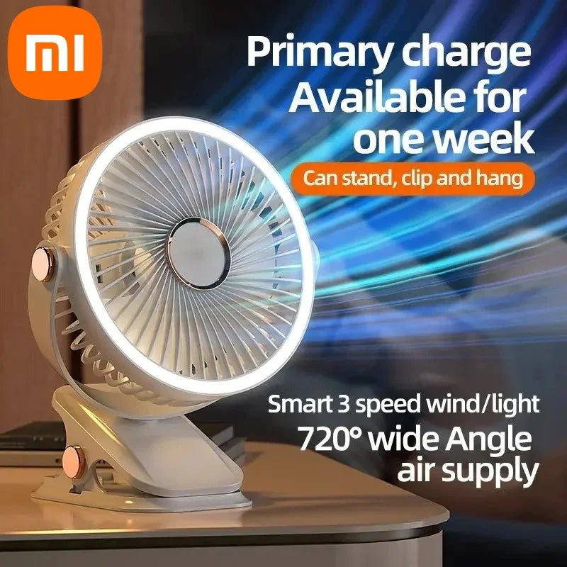 8000mAh Clip-on Fan 3 Speed Quiet Rechargeable Desktop Portable Air Circulator Wireless Fan