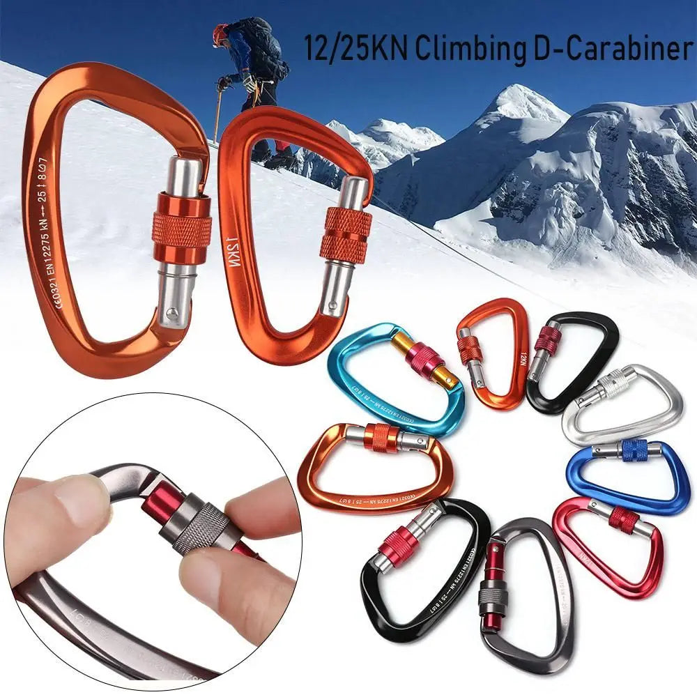 BLACKON D-Shaped Professional Carabiner with Security Master Lock: Secure Mountaineering and Climbing Gear