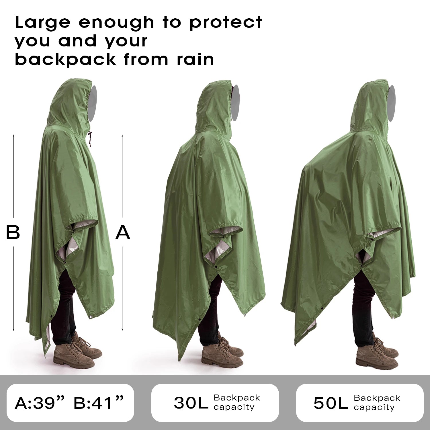 Portable 3-in-1 Multifunctional Raincoat Poncho Mat - Durable Rain Gear for Hiking and Camping