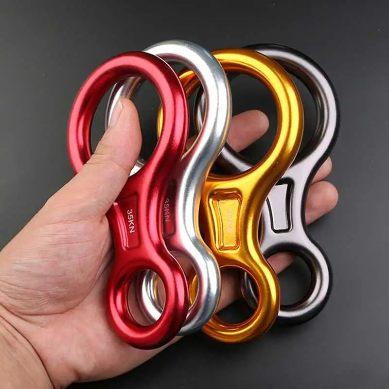 35KN Rock Climbing Carabiner - Aluminum Figure 8 Rappelling Descender for Abseiling and Downhill