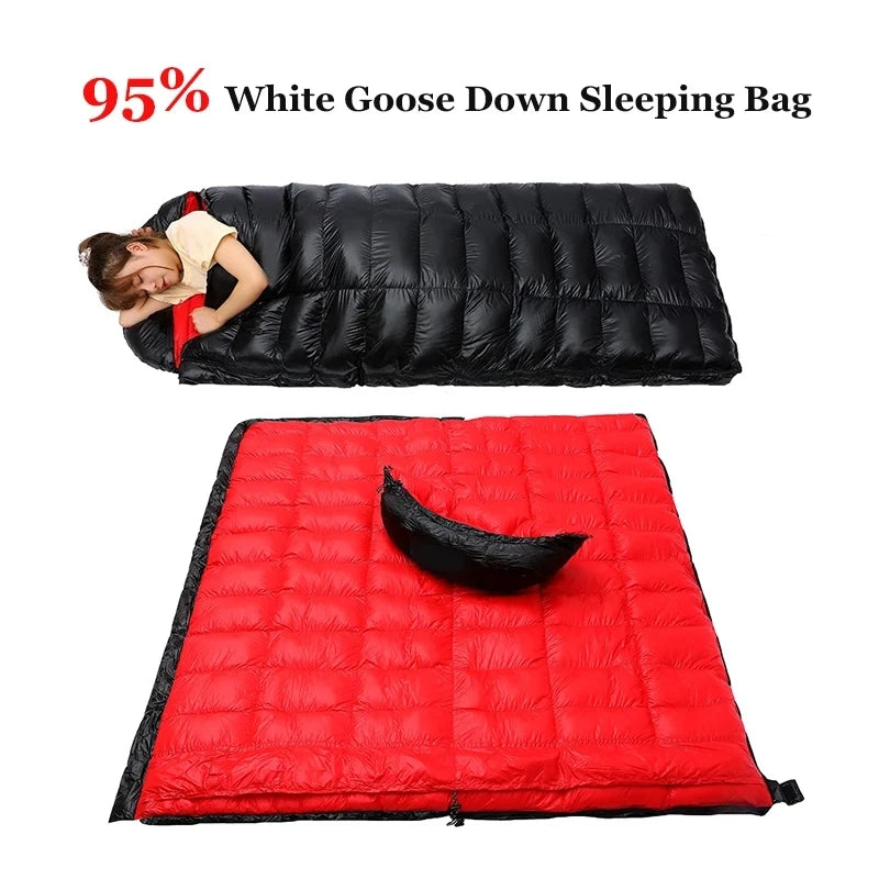 95% Goose Down Sleeping Bag - Ultralight Winter Sleeping Bag for Camping, Hiking, and Tourism