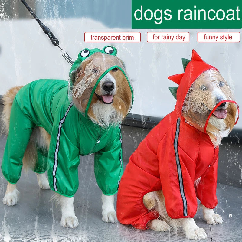 Pet Dog Raincoat - Fashion Dinosaur & Frog Style Waterproof Jumpsuit for Dogs