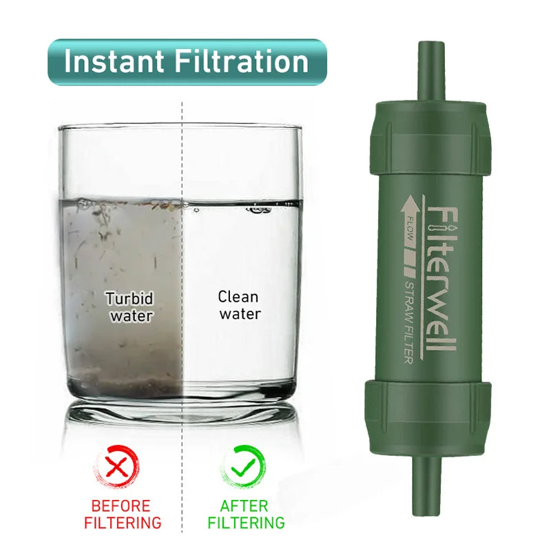 Outdoor Mini Water Filter Straw - Essential for Camping and Emergency Water Purification