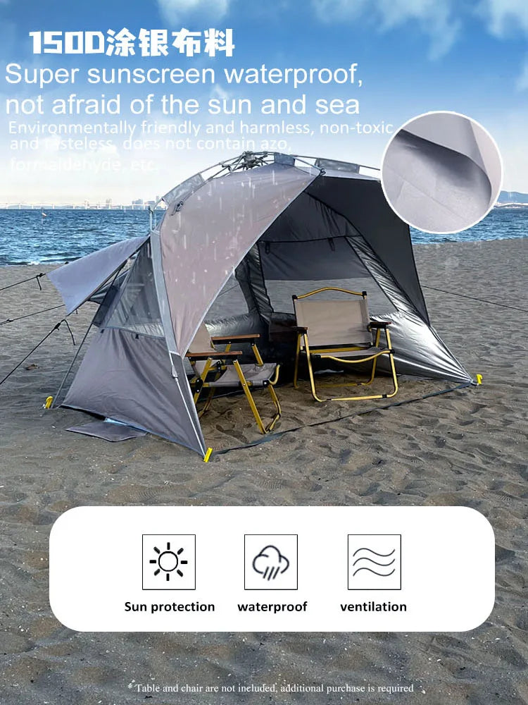 Outdoor 3-4 Person One-touch Camping Tent Quick Automatic Open Beach Tent