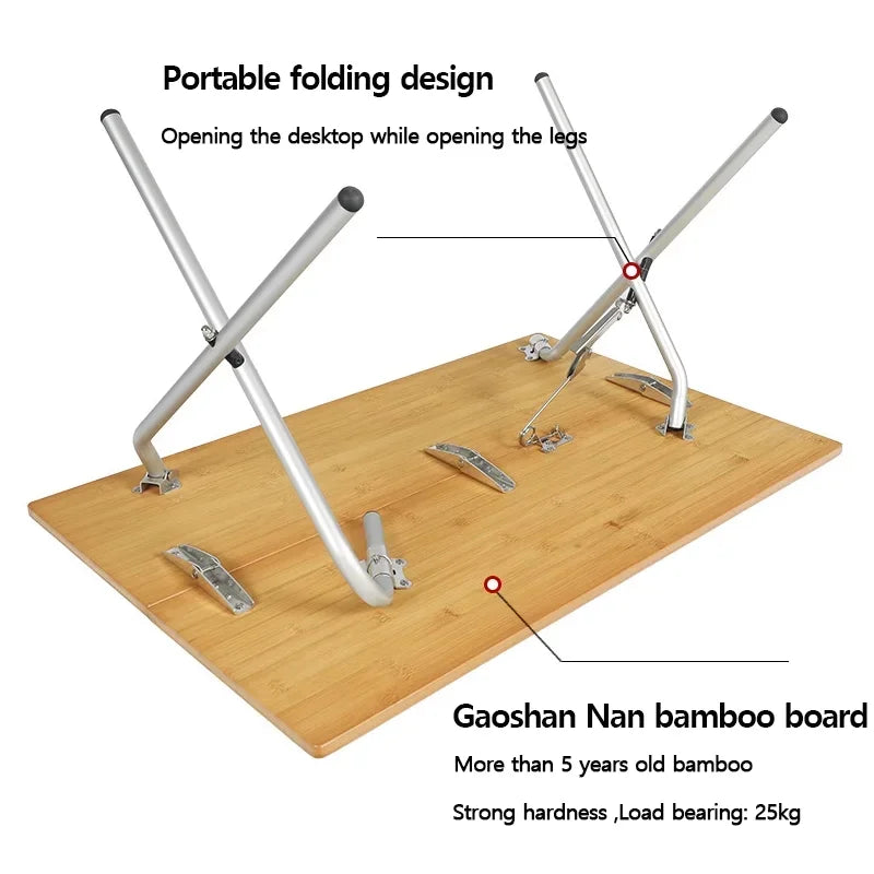 Portable Bamboo Folding Table for Outdoor Camping and Picnic