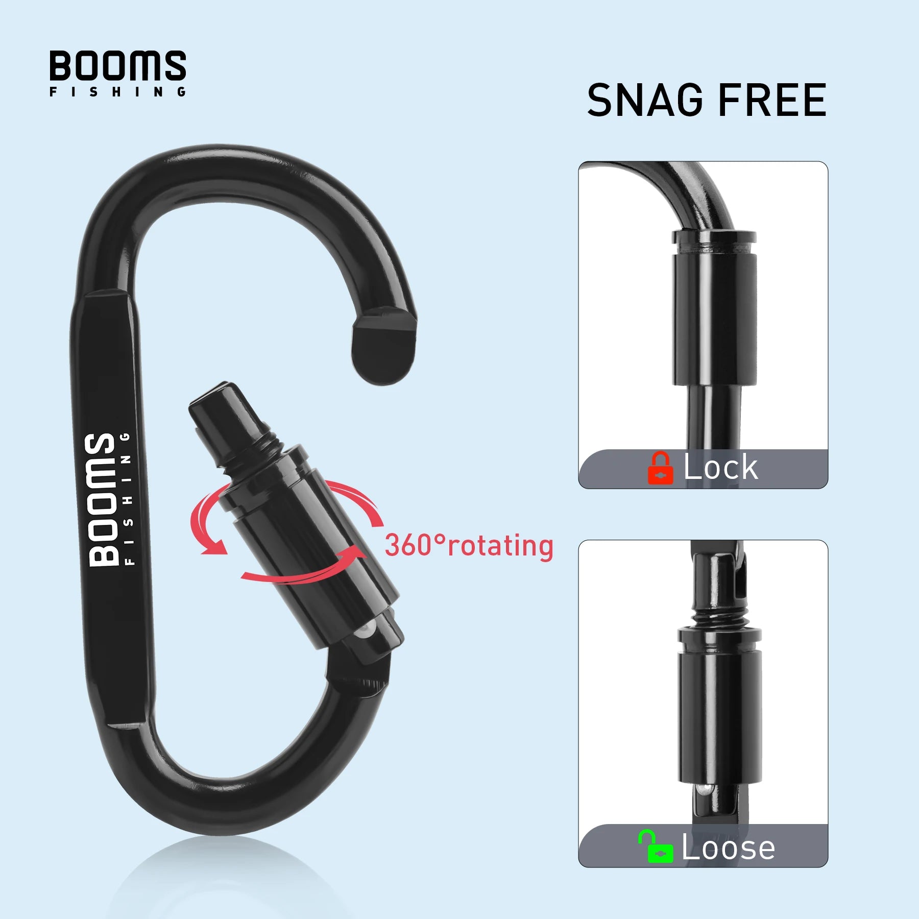 Booms Fishing Survival D-Ring Carabiner Clip - Secure and Versatile Outdoor Equipment