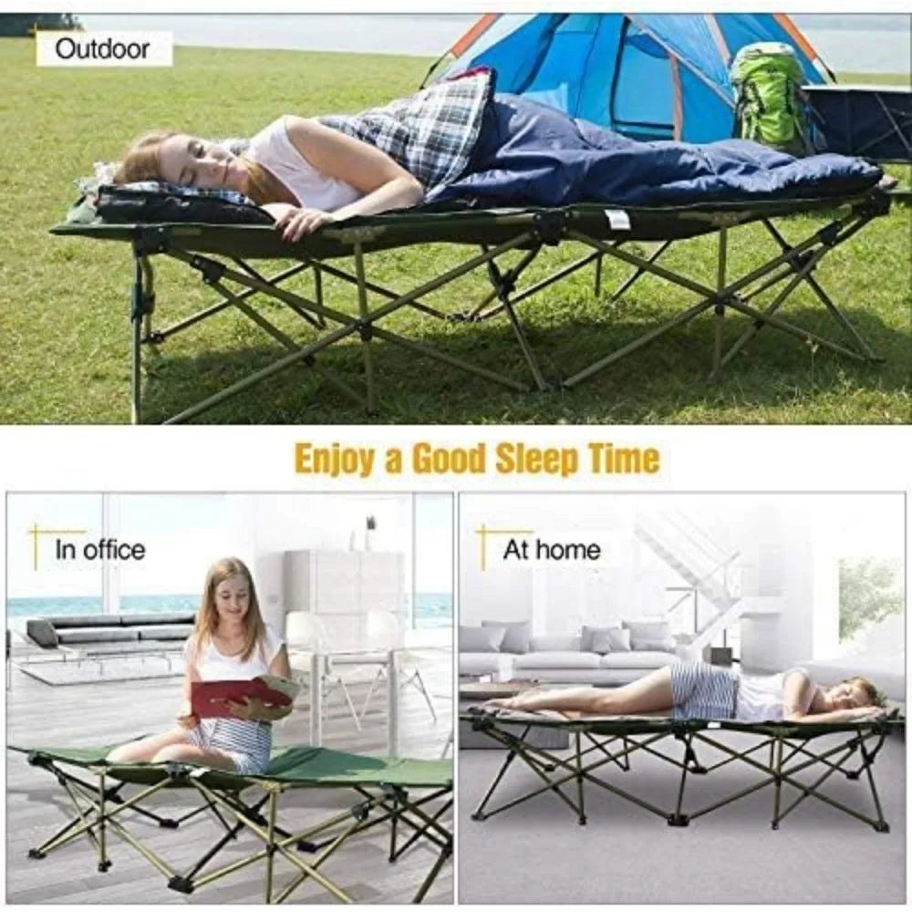 Oversized Camping Cot for Adults 500lbs – Extra Wide and Tall Heavy Duty Portable Sleeping Cot