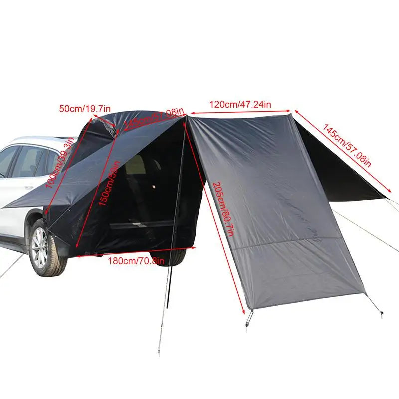 Car Awning Sun Shelter - Portable Waterproof SUV Rear Tent for Camping, Tailgate Tent with Quick Automatic Opening