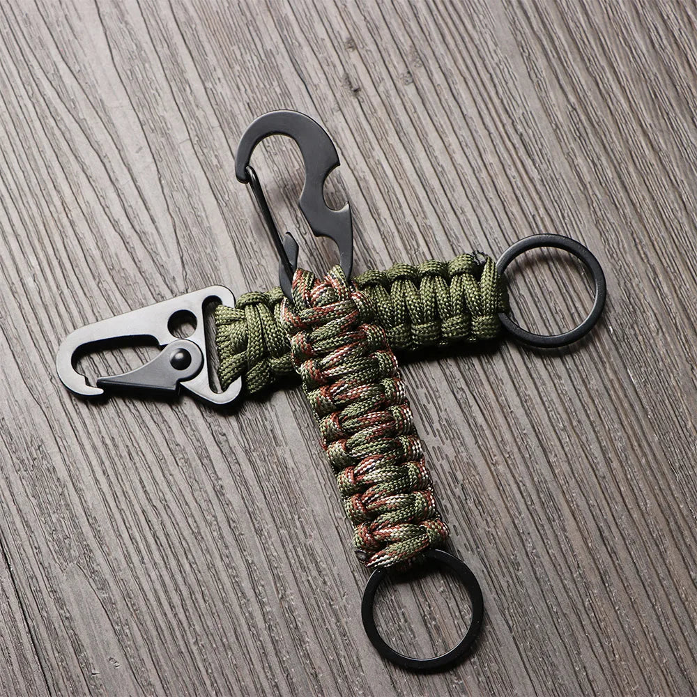 Outdoor Keychain Ring - Multi-Functional Camping Carabiner with Paracord Rope