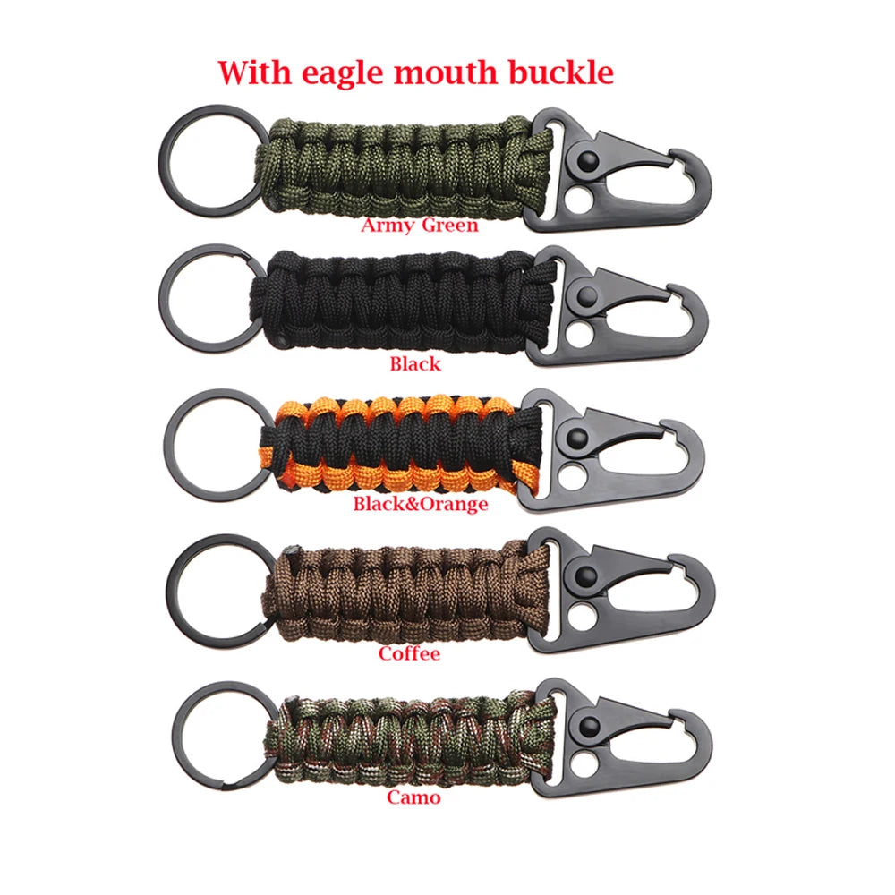 Outdoor Keychain Ring - Multi-Functional Camping Carabiner with Paracord Rope