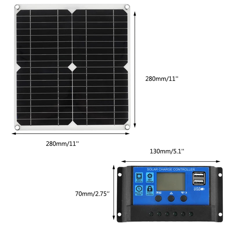 200W Solar Panel Kit With 60A Controller Portable 18V Solar Cell Power Charger for Phone Camping Hiking Car Boat RV Solar Plate