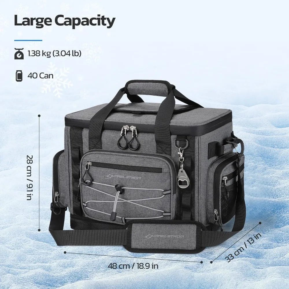 45L Soft Sided Insulated Leakproof Cooler Bag - Ideal for Camping and Beach Use