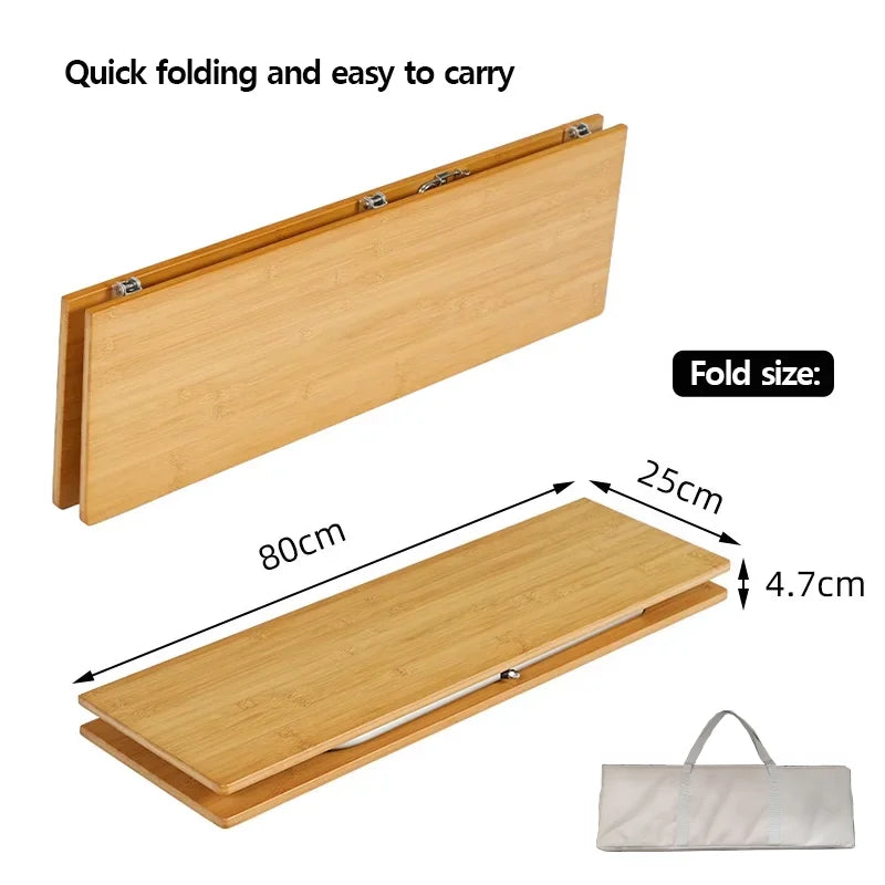 Portable Bamboo Folding Table for Outdoor Camping and Picnic