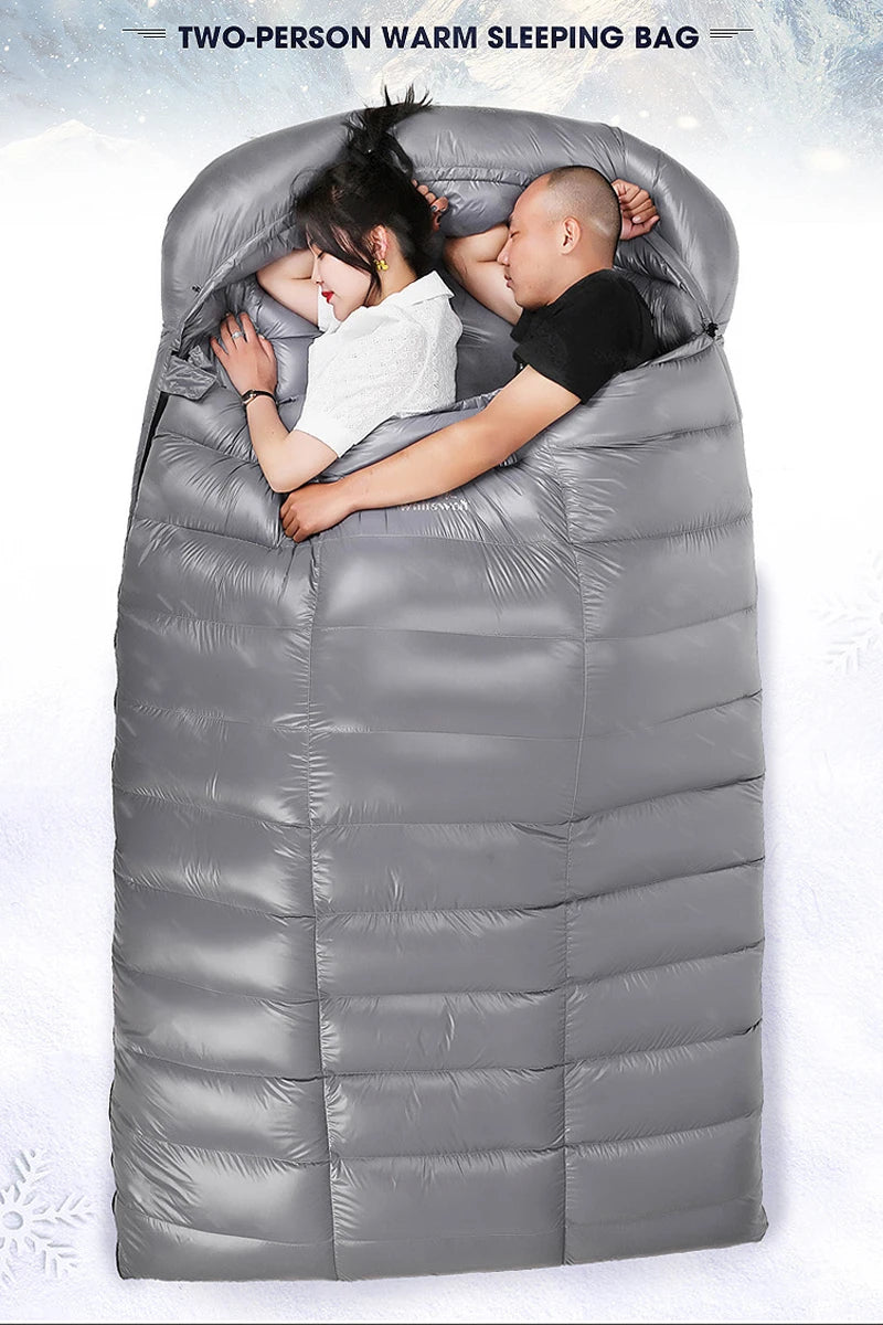 2-Person White Goose Down Filled Camping or Home Sleeping Bag - Thin and Suitable for Warm Weather