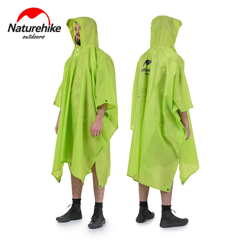 Outdoor Raincoat Windbreaker 3-in-1 Multifunction Camping & Hiking Waterproof Poncho Nylon Travel Awning Mat