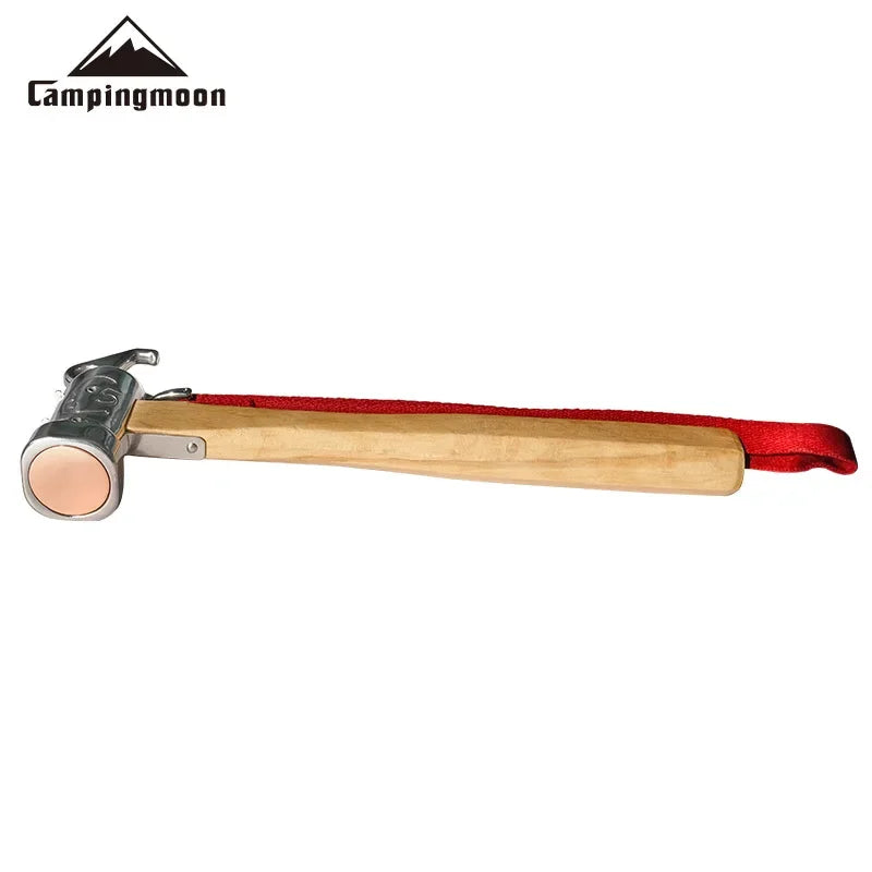 Outdoor Camping Chipping Hammer - Stainless Steel with Wooden Handle, Fixed Tent Nail Hammer with Safety Rope