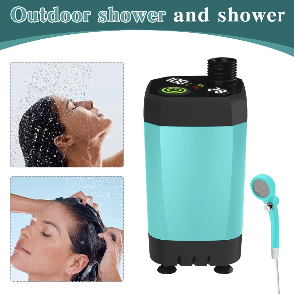 Portable Shower with Digital Display - 6000mAh Rechargeable Battery Powered Camping Shower for Hiking, Traveling, and Outdoor Adventures