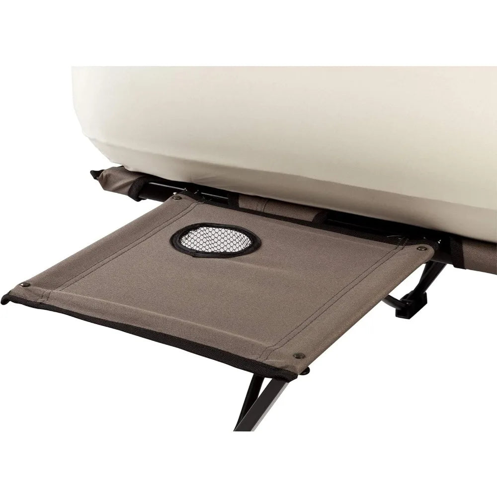 Camping Cot & Air Mattress Combo - Folding Camp Bed with Side Table and Battery-Operated Pump