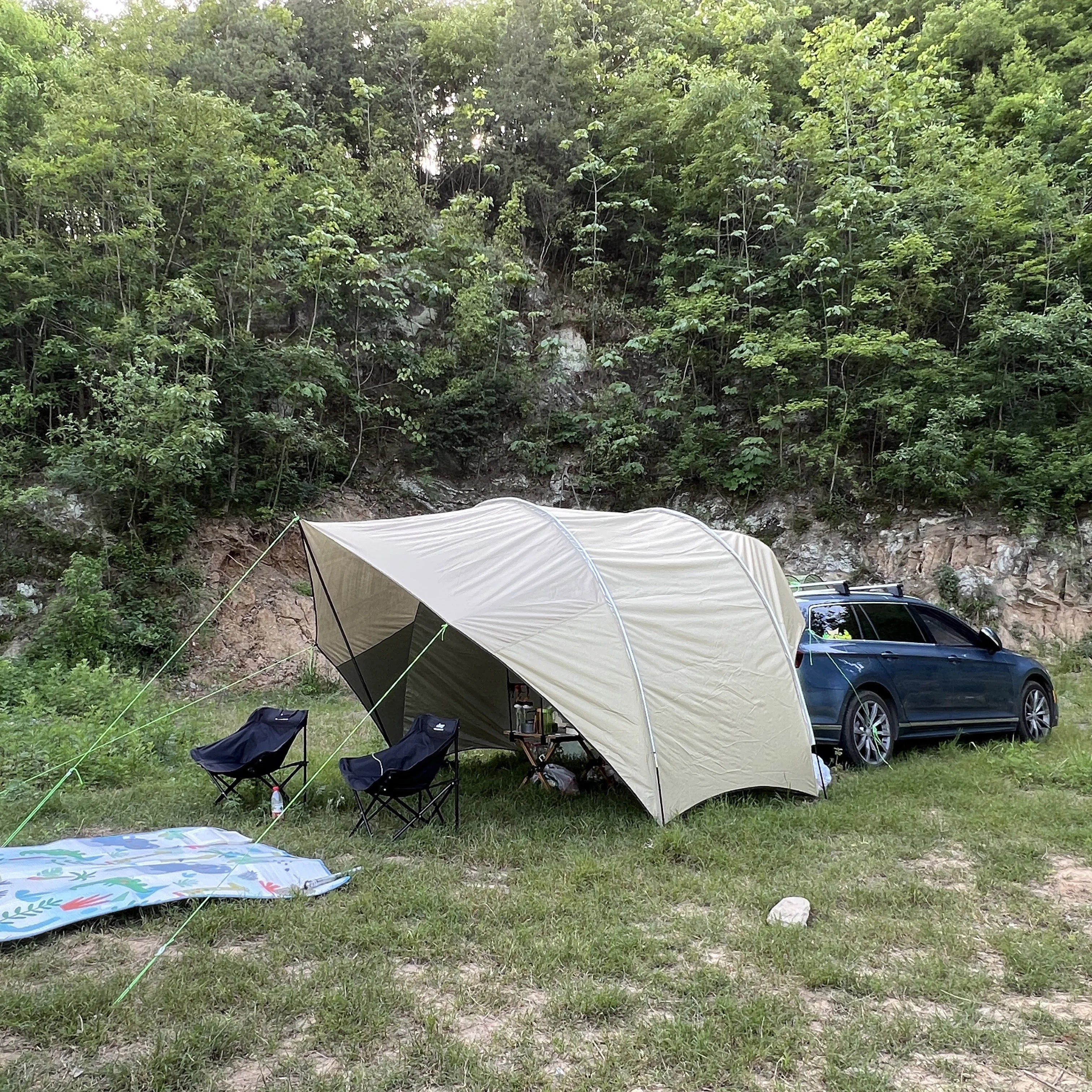 Waterproof Car Awning Sun Shelter - Eggshell Shape Auto SUV Canopy Camper Trailer Sun Shade for Outdoor Camping and Beach