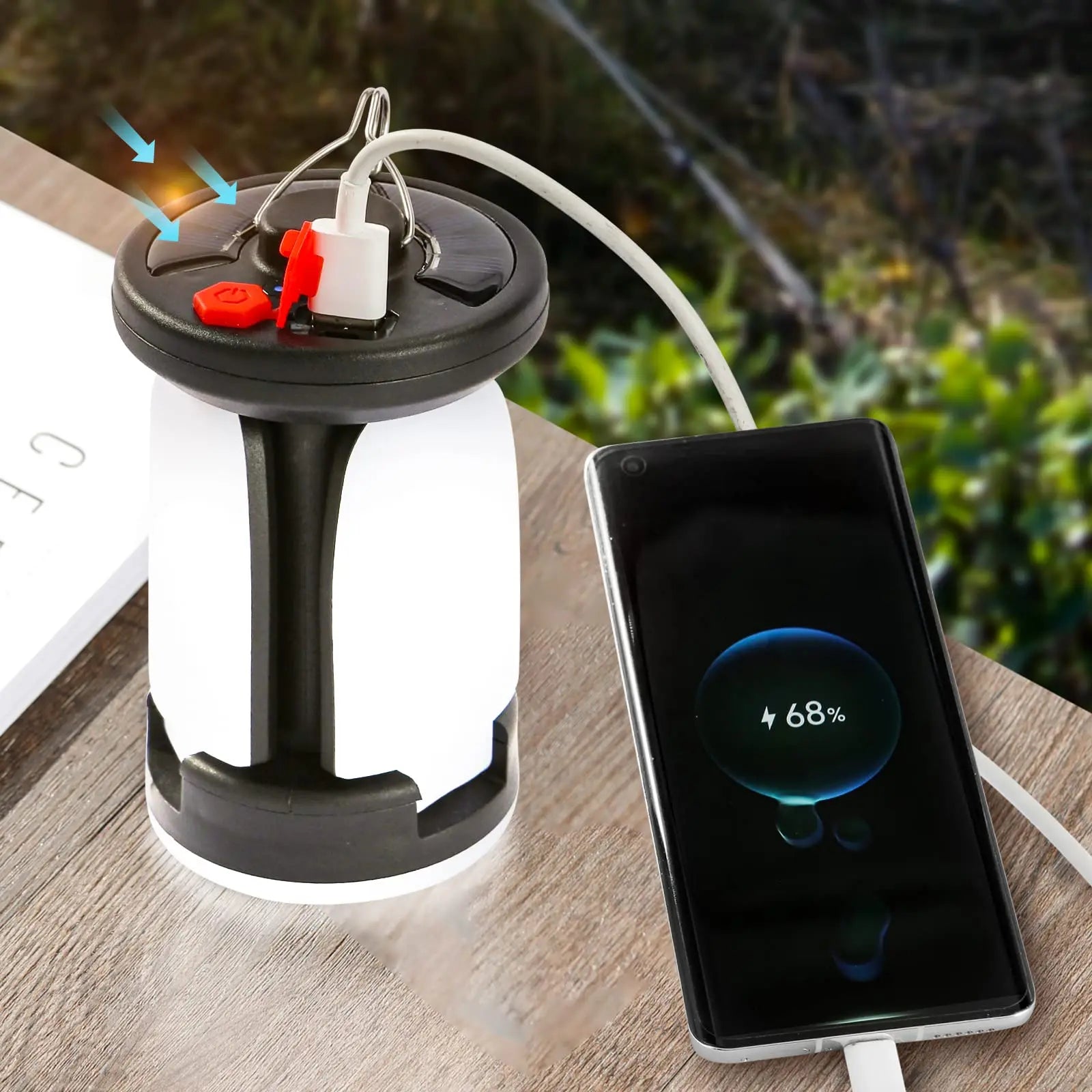 High Power Solar LED Camping Lantern: Rechargeable 4500mAh, 1000LM, Emergency Power Bank, Foldable with 6 Light Modes