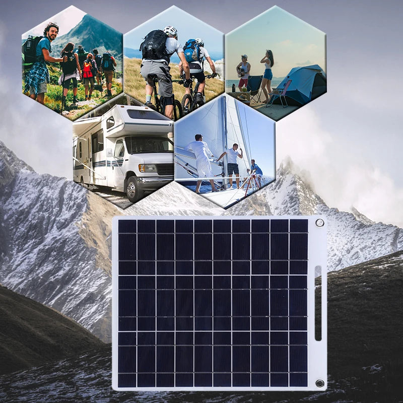 RZ 100W Solar Panel USB Waterproof Outdoor Hike Camping Portable Cells Battery Solar Charger Plate for Mobile Phone Power Bank