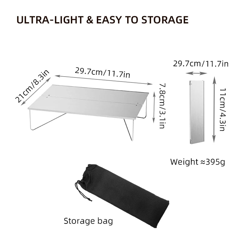 Mini Outdoor Table - Foldable Aluminum Alloy Camping Table for Travel, Picnic, and Barbecue