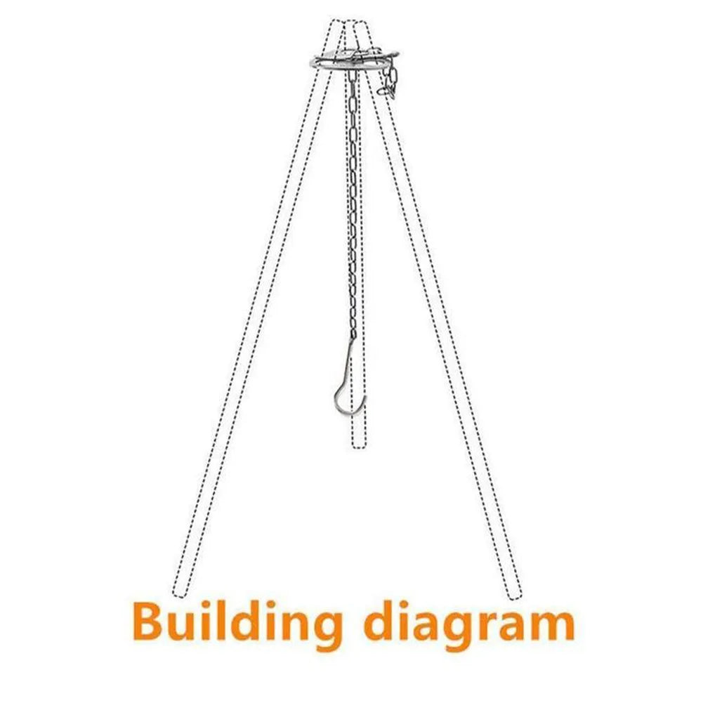 Camping Hanging Tripod with Bag: Multifunctional Steel Rack for Outdoor Cooking and Bonfires