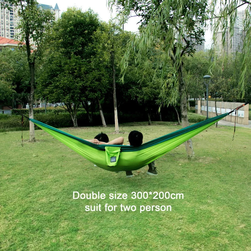 Portable Nylon Parachute Fabric Hammock - Single and Double Size for Camping, Hiking, and Garden