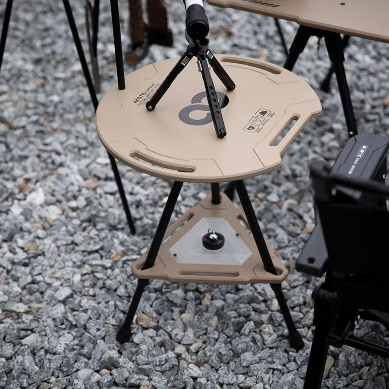 Outdoor Camping Tactical Folding Table | Multi-functional Lift Round Table | Compact and Portable for Camping and Leisure