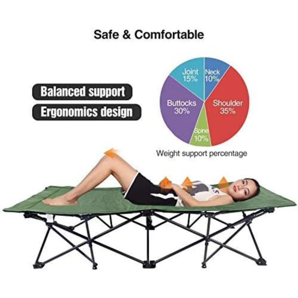 Oversized Camping Cot for Adults 500lbs – Extra Wide and Tall Heavy Duty Portable Sleeping Cot