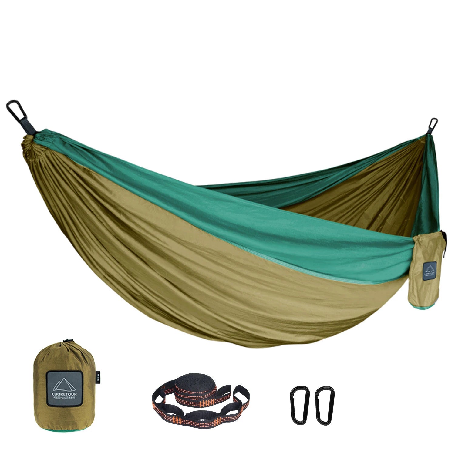 Portable Nylon Parachute Fabric Hammock - Single and Double Size for Camping, Hiking, and Garden