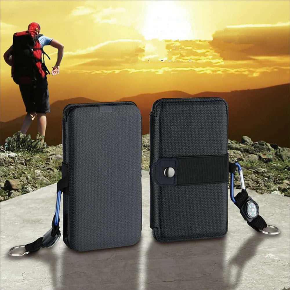 Folding Outdoor Solar Panel Charger - Portable 5V 2.1A USB Output for Smartphones, Camping, Hiking, and Travel