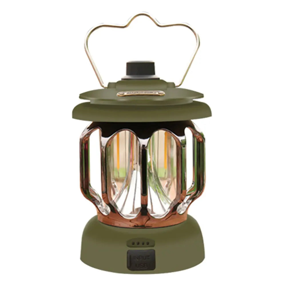 Retro Portable Camping Lantern - Rechargeable Dimmable LED Hanging Lamp