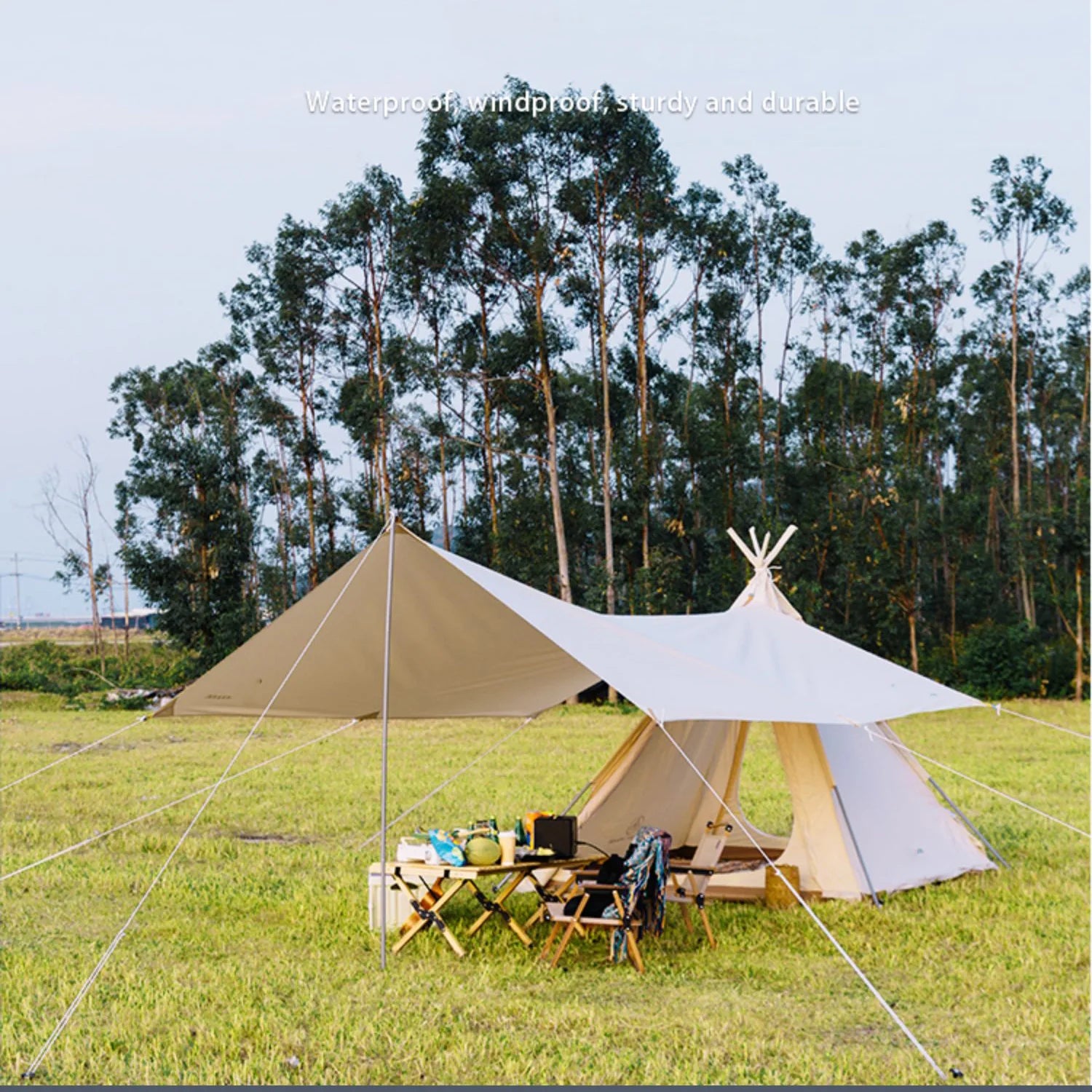 Outdoor Camping Thickened Double Rain Protection Sunscreen Indian Pyramid Wild Sky Curtain Park Mosquito Repellent Tent