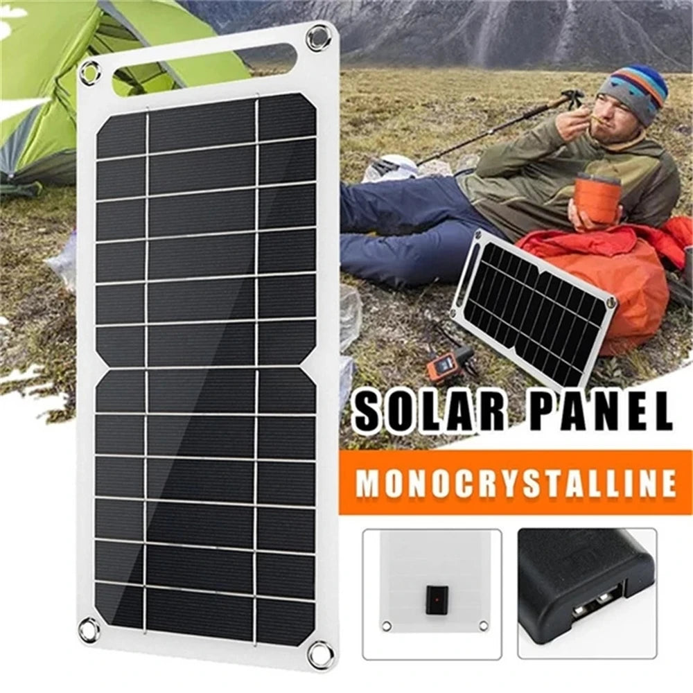 10W Waterproof Solar Panel USB Charger - Portable Outdoor Solar Charger for Mobile Phone, Power Bank, Camping, Hiking