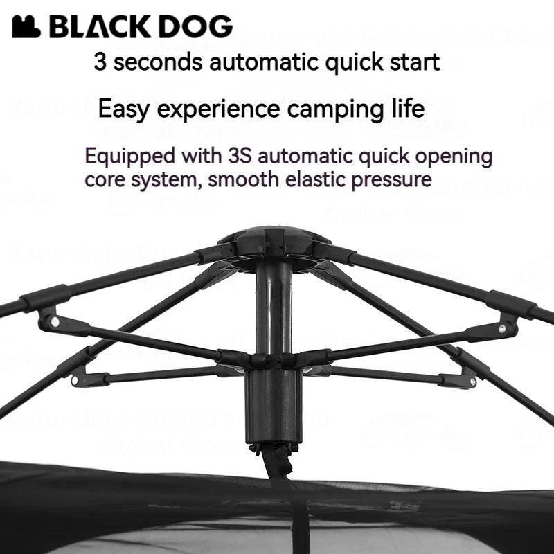 BLACKDOG Automatic Tent with Black Coating, Two Doors, Four Windows - Camping Outdoor Sunscreen Waterproof Quick Opening Tent