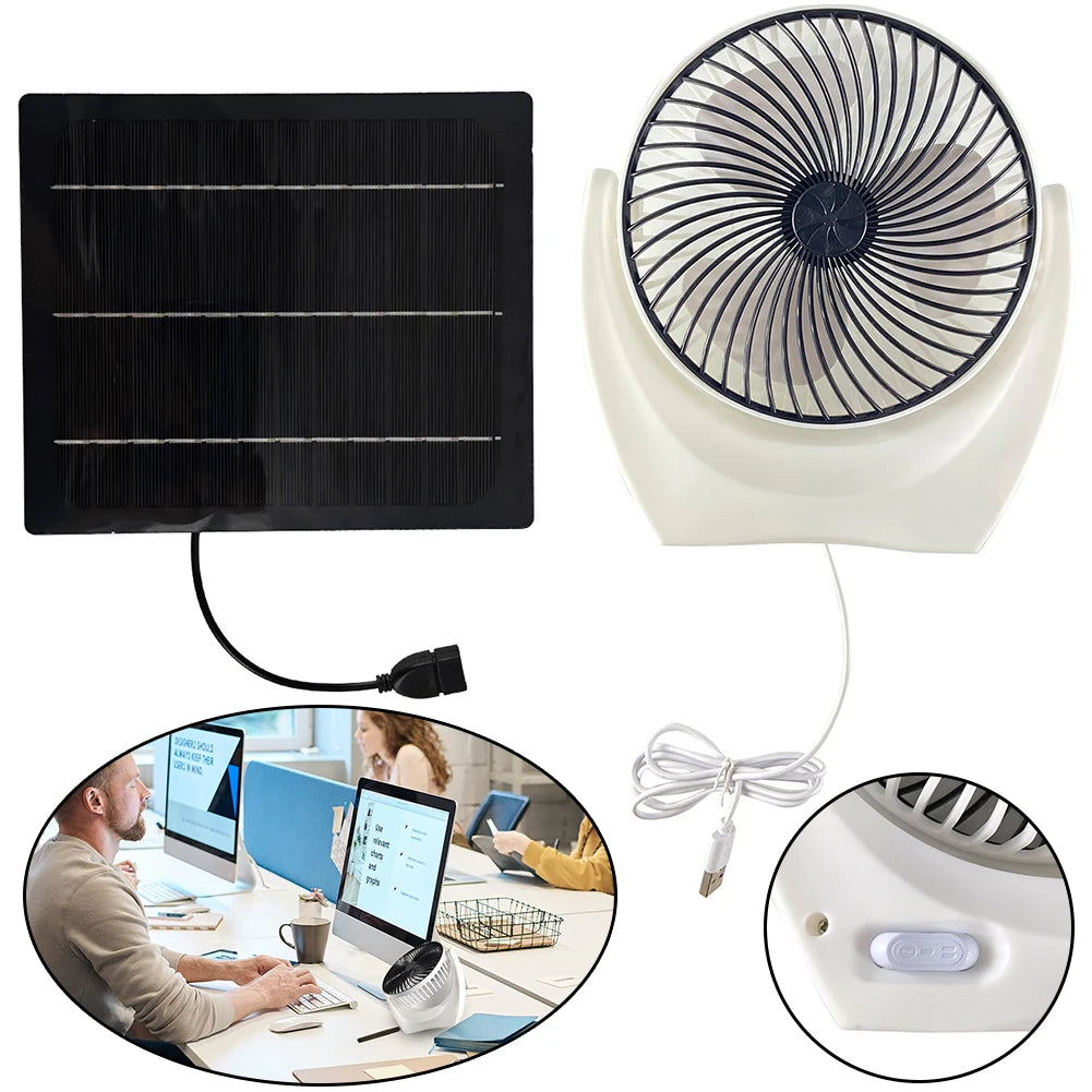 Solar Powered Portable Camping Fan for Picnic, Barbecue, Fishing, Travel